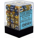 D6 Dice Gemini 12mm Blue-Gold/White 36 Dice in Display
