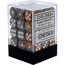 Chessex D6 Gemini 12mm d6 Copper-Steel/white Dice Block 36 dice