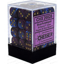 Chessex D6 Gemini 12mm d6 Blue-Purple/gold Dice Block 36 dice