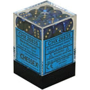 D6 Dice Gemini 12mm Black-Blue/Gold 36 Dice in Display