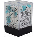 D6 Dice Gemini 12mm Teal-White/Black 36 Dice in Display