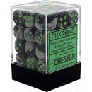 Chessex D6 Gemini 12mm d6 Black-Grey/green Dice Block 36 dice