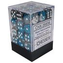 D6 Dice Gemini 12mm Steel-Teal/White 36 Dice in Display