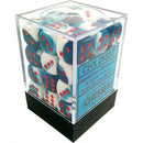 Chessex D6 Gemini 12mm d6 Astral Blue-White/red Dice Block 36 dice