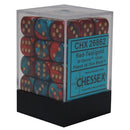 Chessex D6 Gemini 12mm d6 Red-Teal/gold Dice Block 36 dice