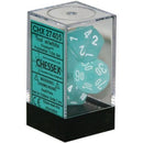 D7-Die Set Dice Frosted Polyhedral Teal/White 7 Dice in Display