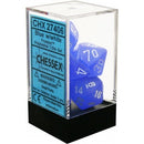 D7-Die Set Dice Frosted Polyhedral Blue/White 7 Dice in Display