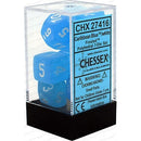 D7-Die Set Dice Frosted Polyhedral Caribbean Blue/White 7 Dice in Display