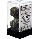 D7-Die Set Dice Leaf Polyhedral Black Gold/Silver 7 Dice in Display