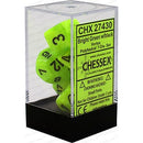 D7-Die Set Dice Vortex Polyhedral Bright Green/Black 7 Dice in Display