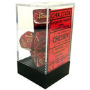 D7-Die Set Dice Vortex Polyhedral Burgundy/Gold 7 Dice in Display