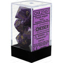 D7-Die Set Dice Vortex Polyhedral Purple/Gold 7 Dice in Display