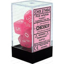 D7-Die Set Dice Frosted Polyhedral Pink/White 7 Dice in Display