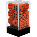 Chessex D6 Vortex 16mm d6 Orange/black Dice Block 12 dice