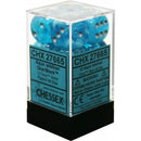 Chessex D6 Cirrus 16mm d6 Aqua/silver Dice Block 12 dice