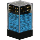 Chessex D6 Lustrous 16mm d6 Shadow/gold Dice Block 12 dice