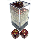 Chessex D6 Glitter 16mm d6 Ruby/gold Dice Block 12 dice