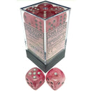 D6 Dice Ghostly Glow 16mm Pink/Silver 12 Dice in Display