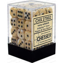 D6 Dice Marble 12mm Ivory/Black 36 Dice in Display