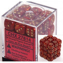 Chessex D6 Scarab 12mm d6 Scarlet/gold Dice Block 36 dice