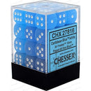 D6 Dice Frosted 12mm Caribbean Blue/White 36 Dice in Display