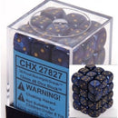 D6 Dice Scarab 12mm Royal Blue/Gold 36 Dice in Display