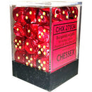 Chessex D6 Vortex 12mm d6 Burgundy/gold Dice Block 36 dice