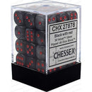 Chessex D6 Velvet 12mm d6 Black/red Dice Block 36 dice
