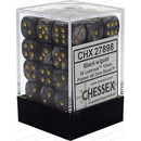 Chessex D6 Lustrous 12mm d6 Black/gold Dice Block 36 dice