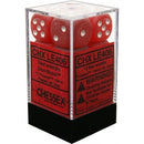 D6 Dice Frosted 16mm Red/White 12 Dice in Display