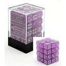 D6 Dice Frosted 12mm Purple/White 36 Dice in Display
