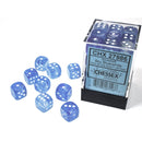 D6 Dice Borealis 12mm Sky Blue/White 36 Dice in Display