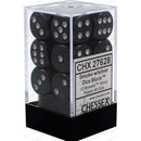 D6 Dice Borealis 16mm Light Smoke/Silver 12 Dice in Display