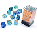 Chessex D6 DiceNebula 16mm d6 Oceanic/gold Luminary Dice Block 12 dice