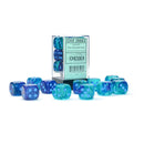 Chessex D6 DiceGemini 16mm d6 Blue-Blue/light blue Luminary Dice Block 12 dice