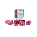 Chessex D6 DiceGemini 16mm d6 Translucent Red-Violet/gold Dice Block 12 dice
