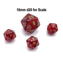 Chessex D20 Dice Glitter Mini-Polyhedral Ruby/gold d20