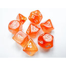 Chessex D7-Die Set Borealis Polyhedral Blood Orange/white Luminary 7-Die Set with bonus die