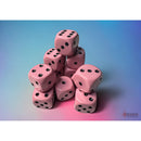 D6 Dice Opaque 16mm Pastel Pink/black Dice Block 12 dice
