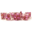 MDG Resin Pearl Polyhedral Dice Set 16mm - Pink with Copper Numbers