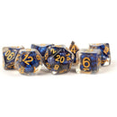 MDG Resin Pearl Polyhedral Dice Set 16mm - Royal Blue with Gold Numbers