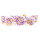 MDG Resin Polyhedral Dice Set 16mm - Pearl Purple with Gold Numbers
