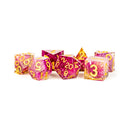 MDG Handcrafted Sharp Edge Resin Dice Set Thousand Day Red