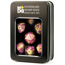 MDG Handcrafted Sharp Edge Resin Dice Set Thousand Day Red