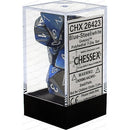 D7-Die Set Dice Gemini Polyhedral Blue-Steel/White 7 Dice in Display