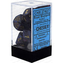 D7-Die Set Dice Scarab Polyhedral Royal Blue/Gold 7 Dice in Display
