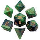 MDG Combo Attack Acrylic Dice Set Gold Numbers - Green/Light Green