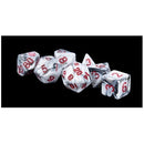MDG Acrylic Dice Set Marble - Red Numbers