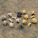 D7-Die Set Dice Skull & Bone Full 7 Dice Set - Ancient Bone Yellow