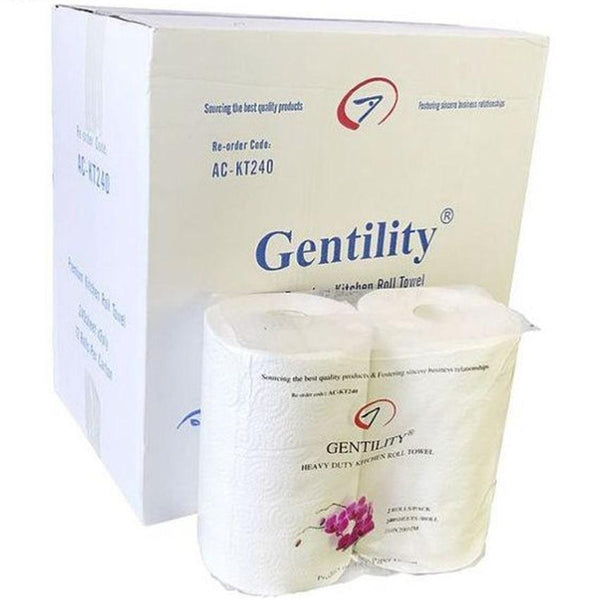 A&C Gentility Kitchen Paper Hand Towels Roll 22x21cm 2ply 240 Sheets x 12 Rolls/Carton AC-KT240 AC-KT240 - SuperOffice